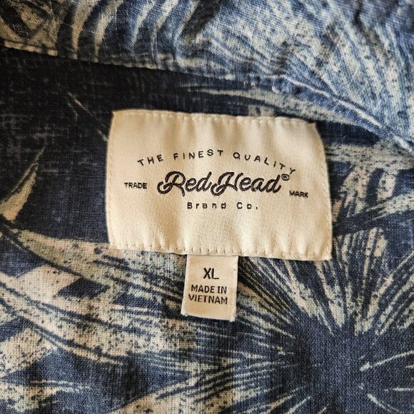 RedHead XL Palm Tree Hawaiian Shirt 100% Cotton Blue Tropical Button‑Down XL - Picture 9 of 9
